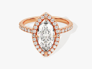 1.50CT Marquise Moissanite Diamond Halo  Pave Engagement Ring
