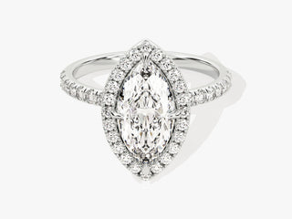 1.50CT Marquise Moissanite Diamond Halo  Pave Engagement Ring