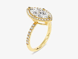2.0CT Marquise Moissanite Diamond Halo Pave Engagement Ring