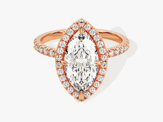 2.0CT Marquise Moissanite Diamond Halo Pave Engagement Ring