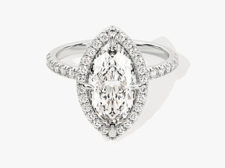 2.0CT Marquise Moissanite Diamond Halo Pave Engagement Ring