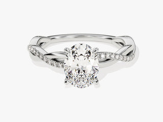 1.5CT Oval Cut Moissanite Diamond Infinity  Pave Engagement Ring