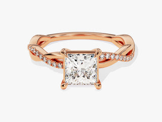 1.0CT Princess Moissanite Diamond Infinity Pave Engagement Ring