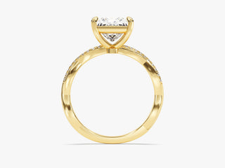 1.5CT Princess  Moissanite Diamond Bezel Set Infinity Style Pave Engagement Ring
