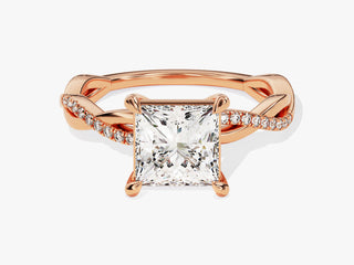 1.5CT Princess  Moissanite Diamond Bezel Set Infinity Style Pave Engagement Ring