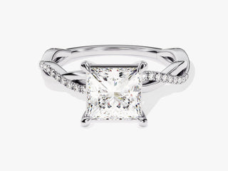 1.5CT Princess  Moissanite Diamond Bezel Set Infinity Style Pave Engagement Ring