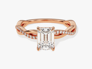 1.0CT Emerald Cut Moissanite Diamond Infinity  Pave Engagement Ring