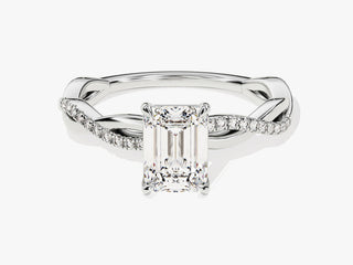 1.0CT Emerald Cut Moissanite Diamond Infinity  Pave Engagement Ring