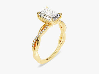 1.5CT Emerald Cut Moissanite Diamond Infinity Pave Engagement Ring