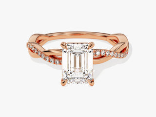 1.50CT Emerald Cut Moissanite Diamond Infinity  Pave Engagement Ring