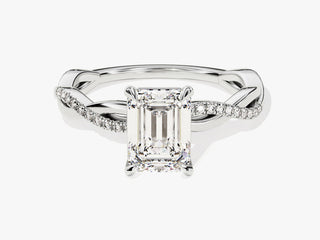 1.50CT Emerald Cut Moissanite Diamond Infinity  Pave Engagement Ring