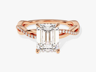 2.0CT Emerald Cut  Moissanite Diamond Infinity Pave Engagement Ring