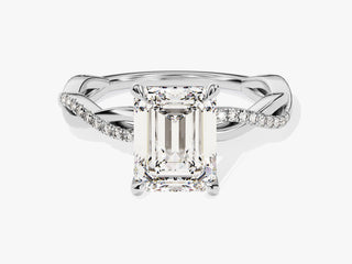 2.0CT Emerald Cut  Moissanite Diamond Infinity Pave Engagement Ring
