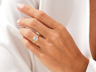 2.0CT Emerald Cut  Moissanite Diamond Infinity Pave Engagement Ring