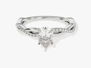 1.0CT Pear  Moissanite Diamond Infinity Pave Engagement Ring