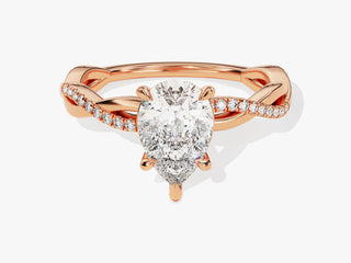 1.0CT Pear Moissanite Diamond Infinity Pave Engagement Ring