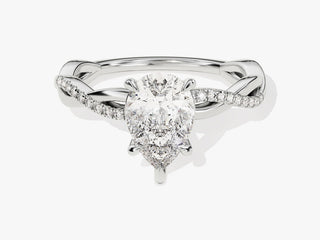 1.0CT Pear Moissanite Diamond Infinity Pave Engagement Ring
