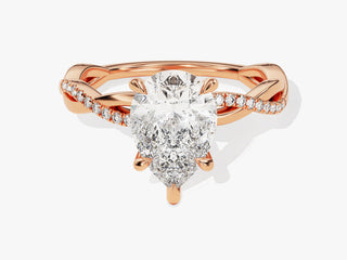 2.0CT Pear Moissanite Diamond Infinity Pave Engagement Ring