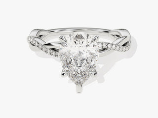 2.0CT Pear Moissanite Diamond Infinity Pave Engagement Ring