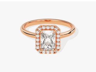 1.0CT Radiant Moissanite Diamond Halo Engagement Ring