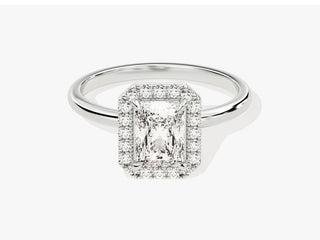 1.0CT Radiant Moissanite Diamond Halo Engagement Ring