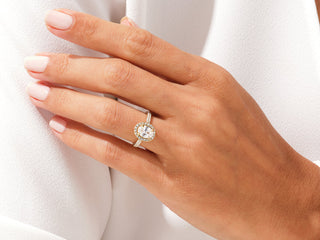 1.5CT Oval Moissanite Diamond Halo Double Pave Engagement Ring