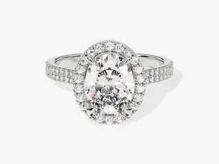 2.0CT Oval Moissanite Diamond Halo Double Pave Engagement Ring