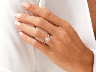 1.0CT Pear Moissanite Diamond Halo Double Pave Engagement Ring