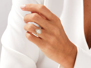 2.0CT Pear Moissanite Diamond Halo Double Pave Engagement Ring