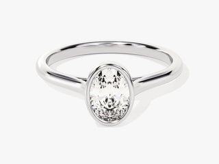 1.0CT Oval Diamond  Bezel Set Solitaire Engagement Ring
