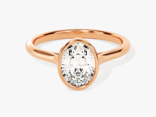 1.5CT Oval Moissanite Diamond Bezel Set Solitaire Engagement Ring