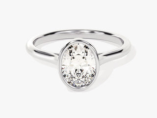 1.5CT Oval Moissanite Diamond Bezel Set Solitaire Engagement Ring
