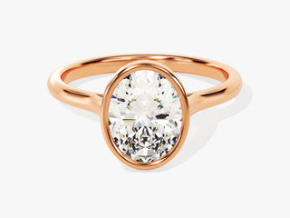 2.0CT Oval  Moissanite Diamond Bezel Set Solitaire Engagement Ring