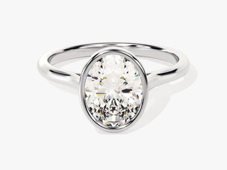 2.0CT Oval  Moissanite Diamond Bezel Set Solitaire Engagement Ring
