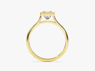 1.0CT Princess Moissanite Diamond Bezel Set Solitaire Engagement Ring