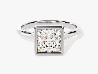 1.5CT Princess Moissanite Diamond Bezel Set Solitaire Engagement Ring