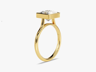 2.0CT Princess Moissanite Diamond Bezel Set Solitaire Engagement Ring