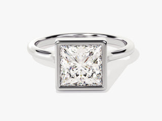 2.0CT Princess Moissanite Diamond Bezel Set Solitaire Engagement Ring