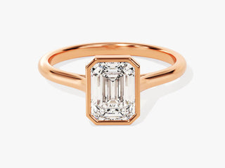 1.5CT Emerald Cut Moissanite Diamond Bezel Set Solitaire Engagement Ring