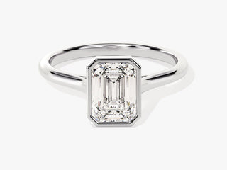 1.5CT Emerald Cut Moissanite Diamond Bezel Set Solitaire Engagement Ring