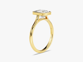2.0CT Emerald Cut  Moissanite Diamond Bezel Set Solitaire Engagement Ring