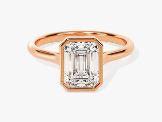 2.0CT Emerald Cut  Moissanite Diamond Bezel Set Solitaire Engagement Ring