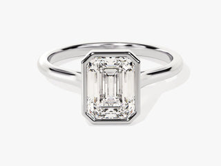 2.0CT Emerald Cut  Moissanite Diamond Bezel Set Solitaire Engagement Ring