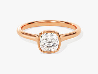 1.0CT Cushion Moissanite Diamond Bezel Set Solitaire Engagement Ring