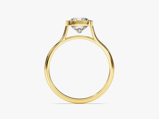 1.5CT Cushion Moissanite Diamond Bezel Set Solitaire Engagement Ring