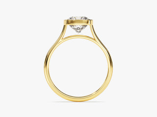 2.0CT Cushion Moissanite Diamond Bezel Set Solitaire Engagement Ring