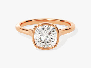 2.0CT Cushion Moissanite Diamond Bezel Set Solitaire Engagement Ring