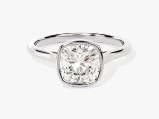 2.0CT Cushion Moissanite Diamond Bezel Set Solitaire Engagement Ring