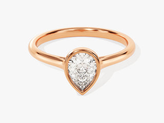 1.0C Pear Moissanite Diamond Bezel Set Solitaire Engagement Ring