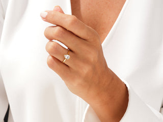 1.0C Pear Moissanite Diamond Bezel Set Solitaire Engagement Ring